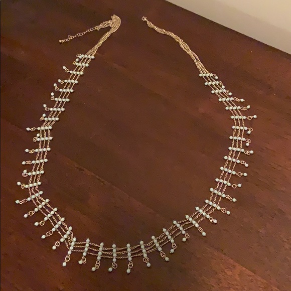 Turquoise beaded gold necklace - Picture 1 of 3